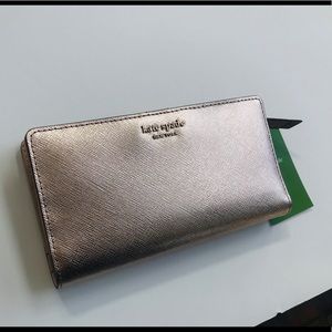 Kate spade metallic blush bifold Wallet NEW